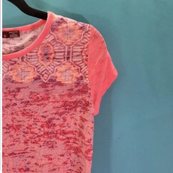 Prana Womens Short Sleeve Patterned Top (Size: Small/Pink) - Picture 5 of 11
